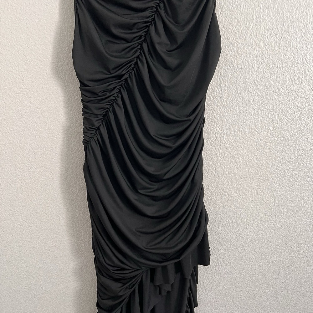 2XL Dress Maxi High low Ruffled Draped Ruche Asymmetrical Whimsigoth Stretch - Picture 3 of 11